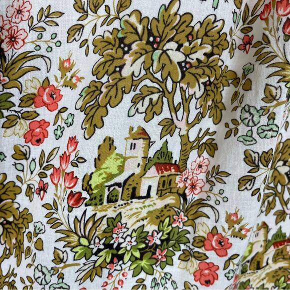 Talbot's White Brown Green Cottage Core Print Top Medium - Picture 9 of 9